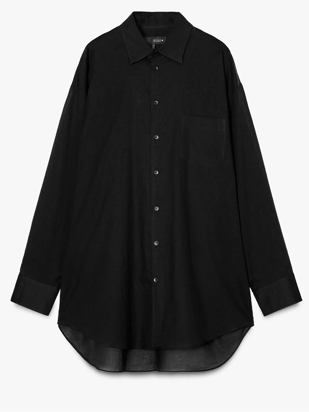 OVERSIZED BLACK SHEER BUTTON DOWN